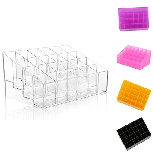 

1Pc popfeel 6colors 24Grid Acrylic Makeup Organizer Storage Box Case Lipstick Display Stand Drawers Jewelry Makeup Tool Kits