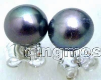 great sale 5 6mm black high quality natural freshwater pearl earring silver stud ear293 wholesaleretail free shipping