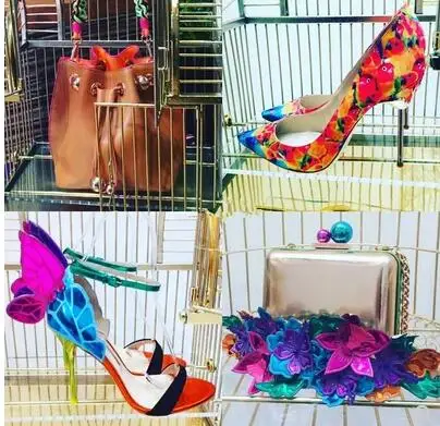 Qianruiti Butterfly Wings Sandal Bridal Shoes s Ankle Wrap High Heels Women Peep Toe patchwork Pumps Wedding | Обувь