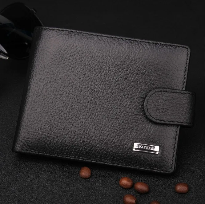 100% Genuine Leather Wallet Men Purse Wholesale Male Short Wallets Small Change Vintage Handbag 2 Colors Free Shipping | Багаж и сумки
