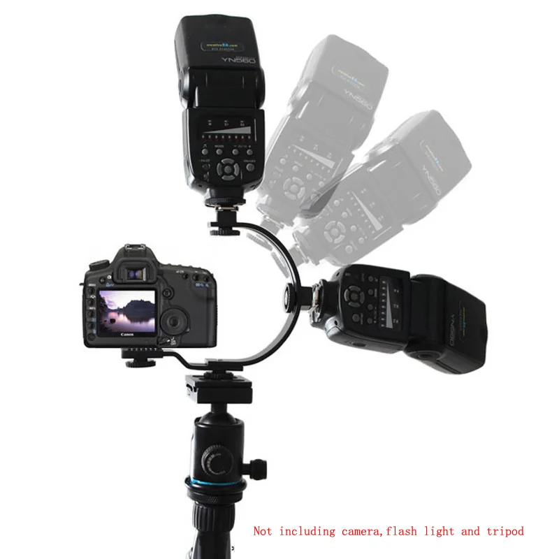 Foleto камера Вспышка Speedlite кронштейн Подставка держатель L C Форма Горячий башмак крепление двойной для canon nikon dslr yongnuo Led вспышка светильник dv