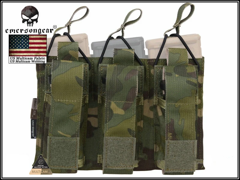 Emersongear Magazine Mag Pouch 5,56 Пистолет тройной Открытый верх армейских подсумок Emerson военная игра Мультикам AOR Черный Хаки