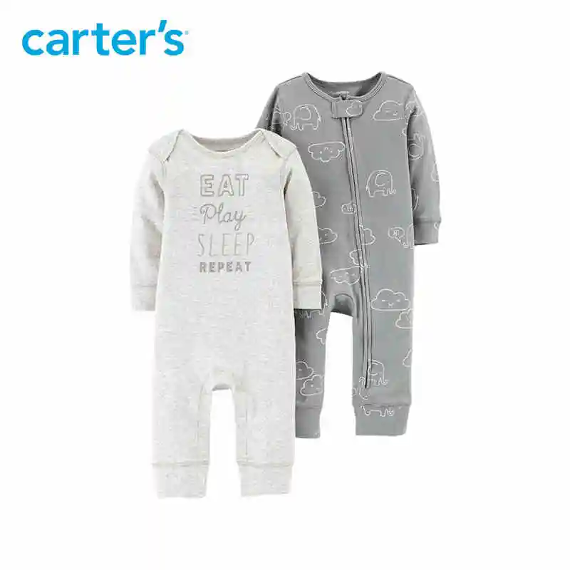 Carters 2Pcs/lot jumpsuits cute print long sleeve baby girl rompers Soft cotton newborn boy clothes set 126H458/126H653 | Мать и ребенок