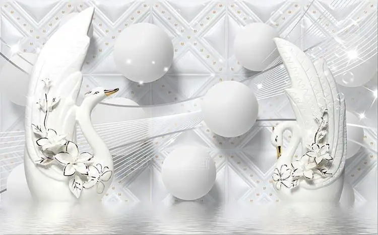 

3D photo wallpaper 3D personality elegant white swan mural wallpaper sitting room bedroom hall lobby wallpaper