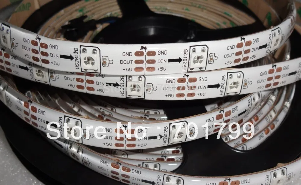 5 м DC5V IP65 WS2812B светодиодная цифровая полоса 30 шт. WS2812B/m с пикселей 36 Вт белая