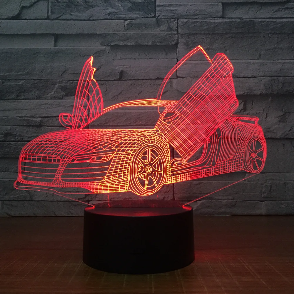 LED Спортивный Автомобиль Моделирование 3D 7 цветов сенсорный ночник креативный