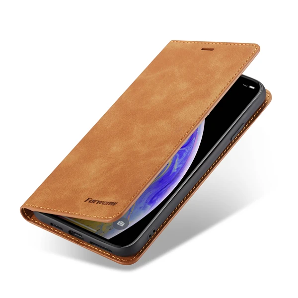brown Кожаный чехол в стиле ретро для iphone XS MAX XR, чехол для телефона s, Магнитный чехол-книжка с откидной крышкой для iphone 6, 6s, 7, 8 Plus, держатель для карт, Fundas - Цвет: brown