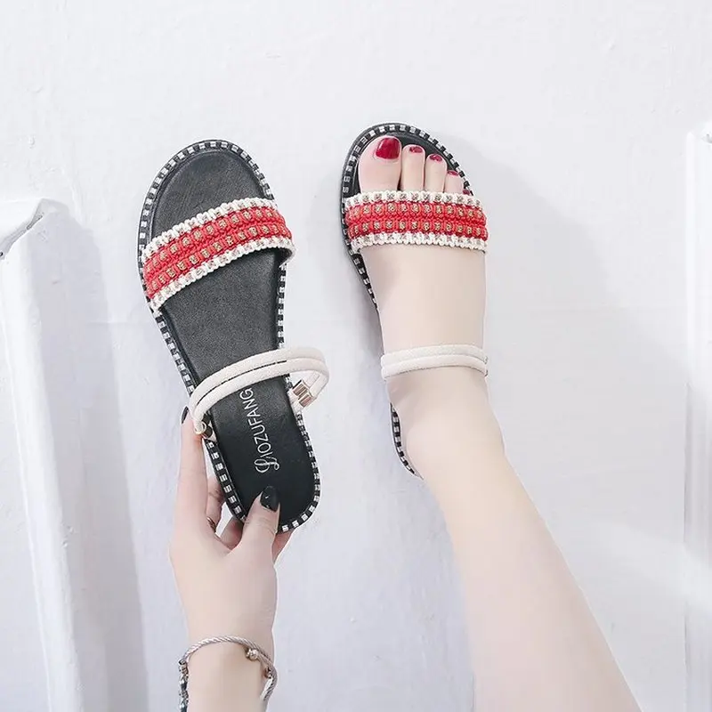 TOSJC женские сандалии сезон лето женская обувь на каждый день плоской подошве