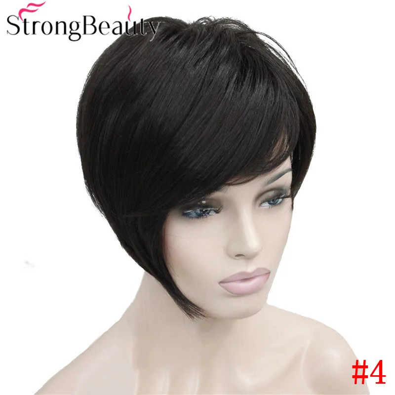StrongBeauty ассиметричные заколки короткий прямой Боб натуральный синтетический монолитный парик для женщин