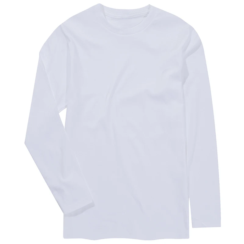 Повседневная футболка унисекс из 100% хлопка осенняя Базовая с длинным рукавом для