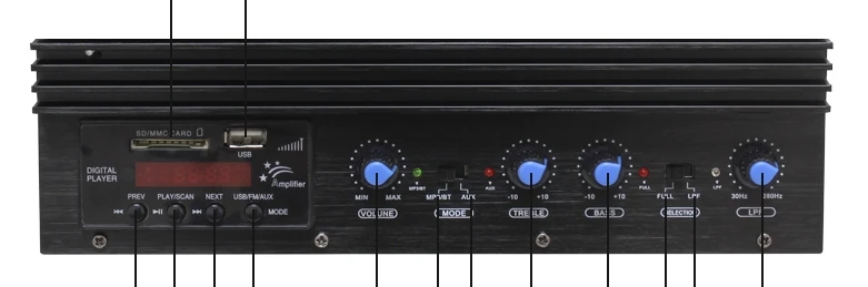 Hifi 12 в 600 Вт моно автомобильный усилитель полный диапазон динамик музыкальный плеер усилители динамиков USB вход Музыка FM