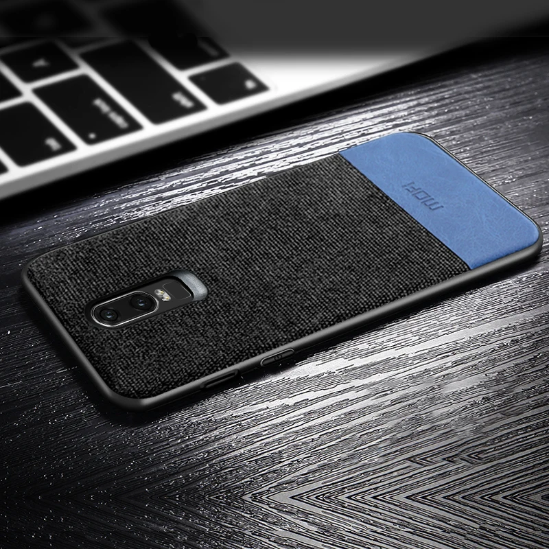 Oneplus 6 чехол-накладка one plus 6 задняя крышка силиконовый край мужской тканевый в деловом стиле противоударный чехол coque MOFi 1+ 6 Чехол