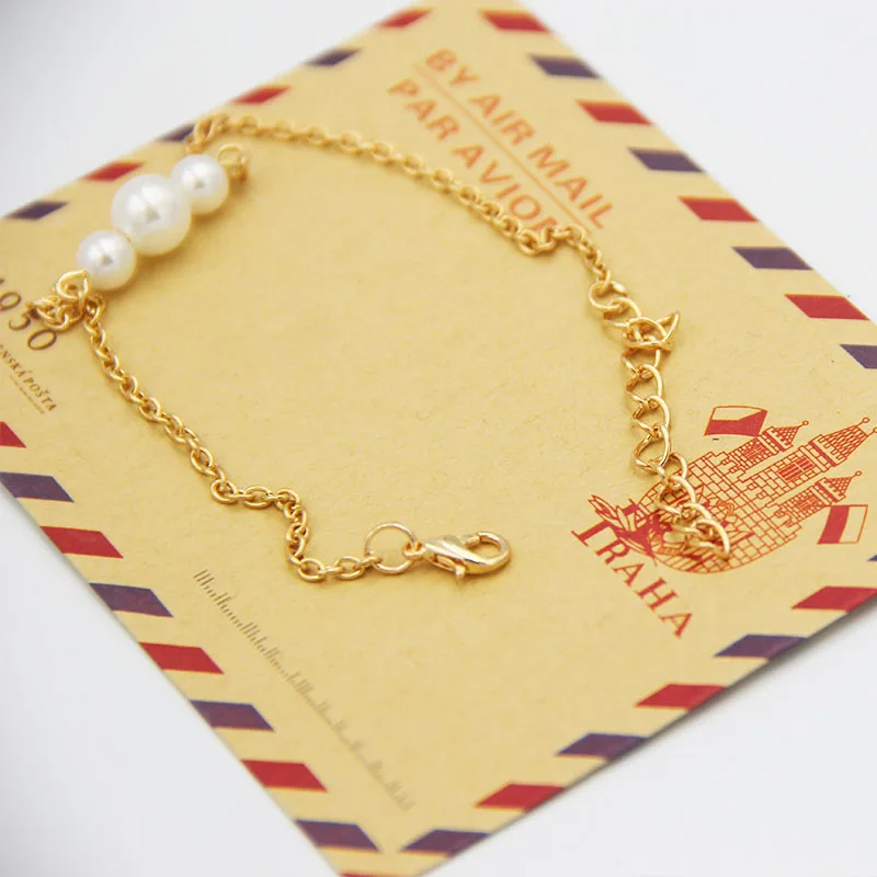 Women's bracelets Gold Color Link Chain Charm Pearl Bracelet For Women Jewelry Top Quality Wholesale | Украшения и аксессуары