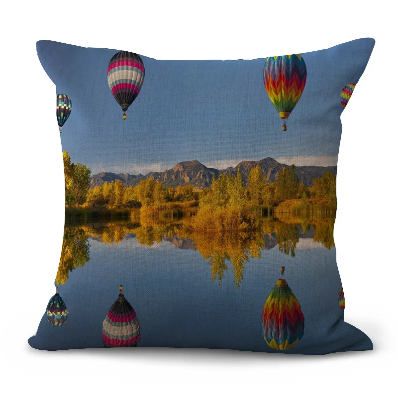 Декоративная Подушка Чехол воздушный шар с гелием деревья живописный 17 5 дюймов