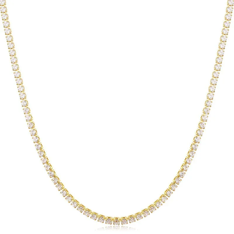 gold color white cz Желтое Золото Цвет кластер CZ цепь короткое колье ожерелье для женщин девушки ювелирные изделия 35 см+ 5 см 2 мм колье ожерелье-колье Ketting 14" - Окраска металла: gold color white cz
