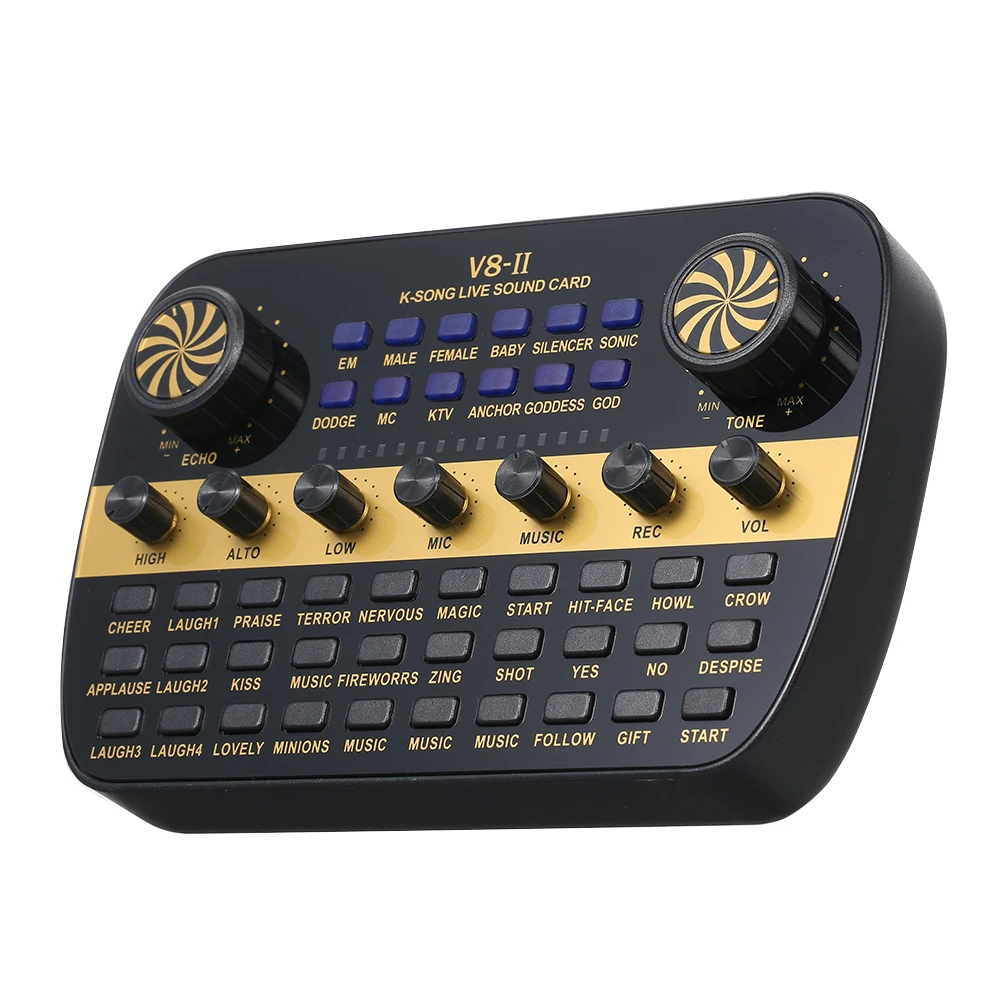

V8 Updated Live Sound Card Intelligent Volume Adjustable Audio Mixer Sound Card for Computer PC Live Sound
