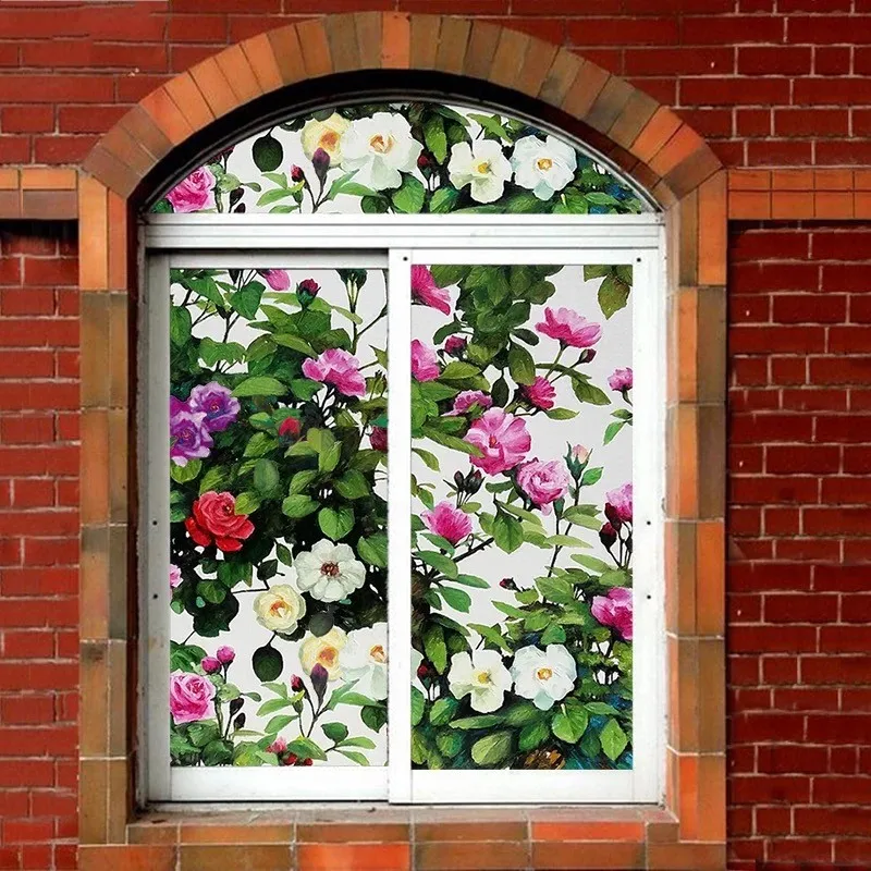 Наклейки на стекло с цветами розы наклейка окна для конфиденциальности