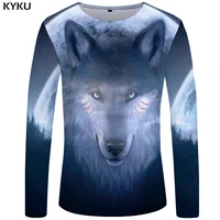 kyku wolf t shirt men long sleeve shirt galaxy tee dream rock animal japan 3d t shirt streetwear mens clothing fashion man