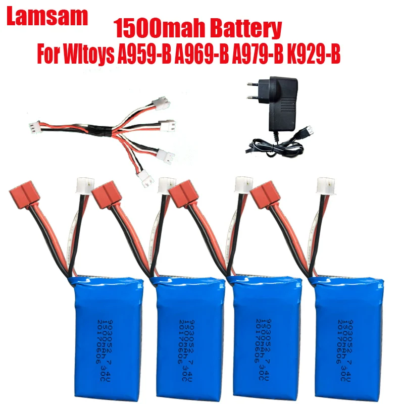 

Lamsam High capacity battery for JJRC Q39 Wltoys A959-B A969-B A979-B K929-B RC Car Spare Parts 7.4V 1500mah Li-po Battery
