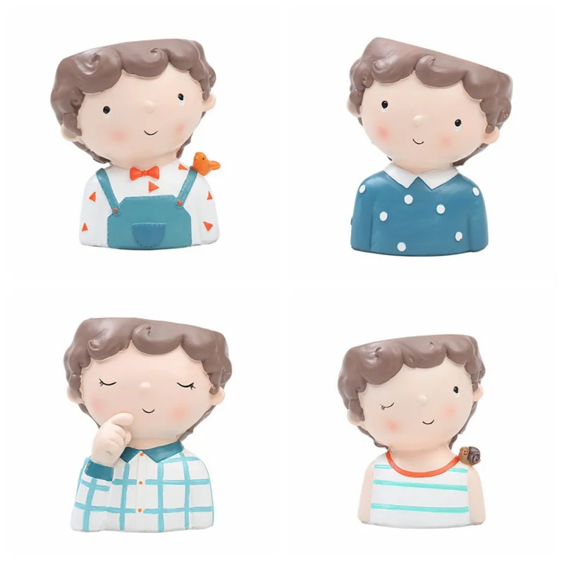 2018 Новый смоляный цветочный горшок милый завиток в форме подростка настольный и