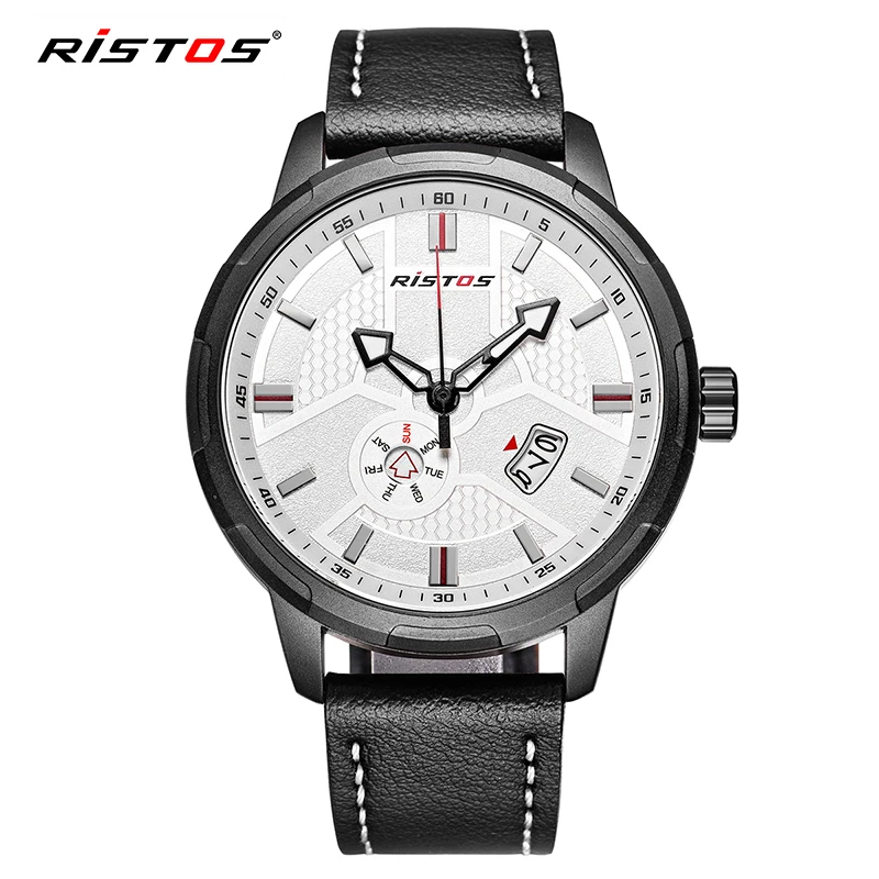 RISTOS Открытый спортивные часы Высокое качество кожа Нержавеющая сталь Элитный