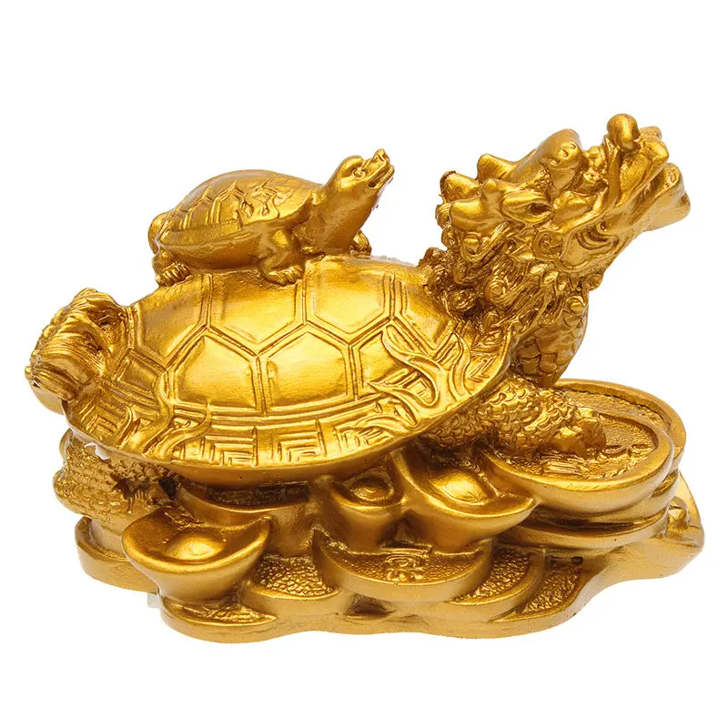 KiWarm классический золотой смолы Feng Shui дракон; черепаха Статуэтка женщины портмоне для денег, богатства украшения для Офис