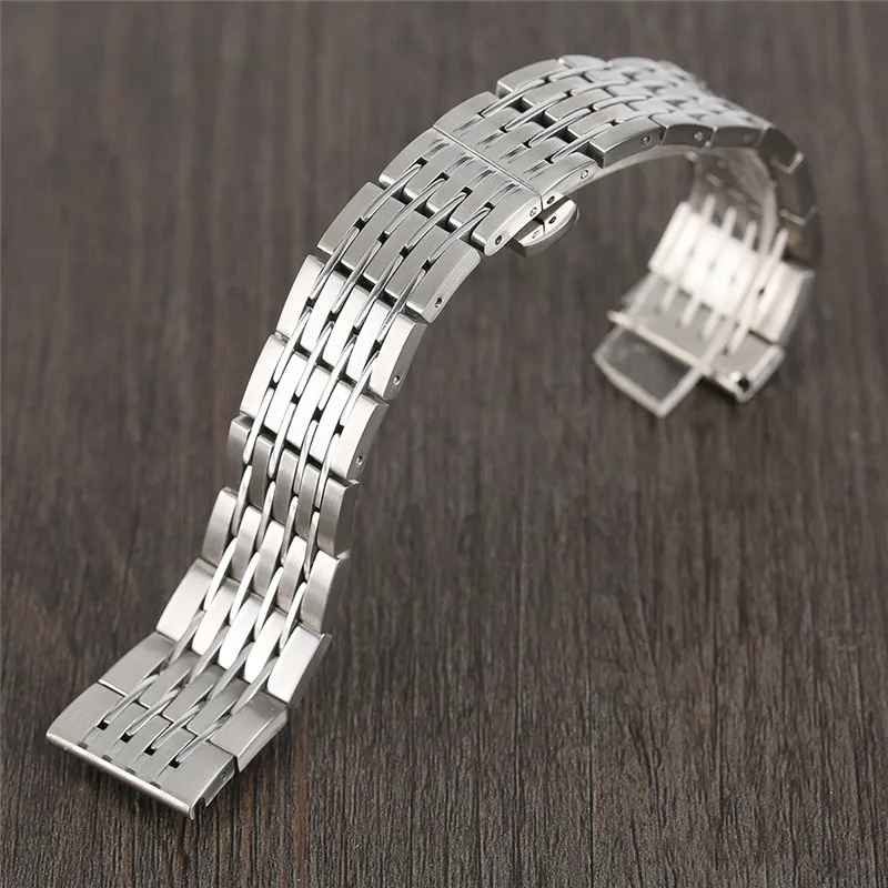 

20mm 22mm 24mm Classics AAAAA+ Stainless Steel Watchband Silver Watches Strap Men Women Adjustable Bracelet + 2 Spring Bars