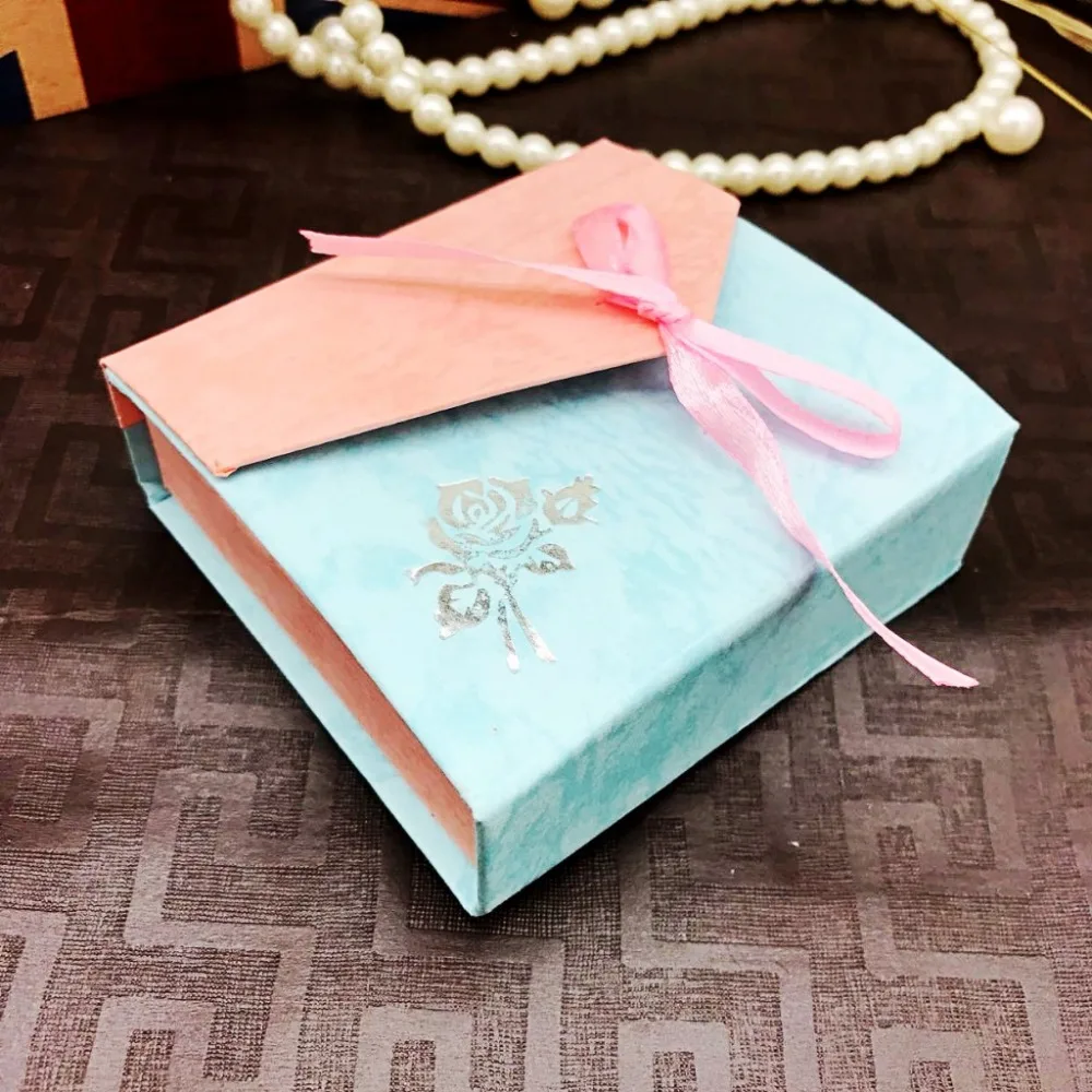 Jewelry packaging gift box2pcs9*9*3cm cute red powder purple-blue earring box wholesale bracelet ring zhiku | Украшения и
