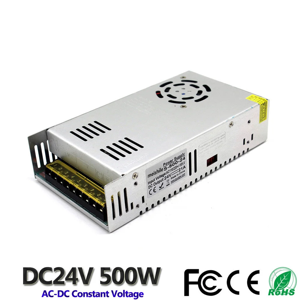 DC 24V 21A 500W Светодиодный ремень импульсный источник питания 110В 220В переменного
