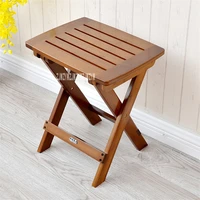 modern simple portable folding bamboo stool high quality solid wood small bench outdoor fishing stool household square stool