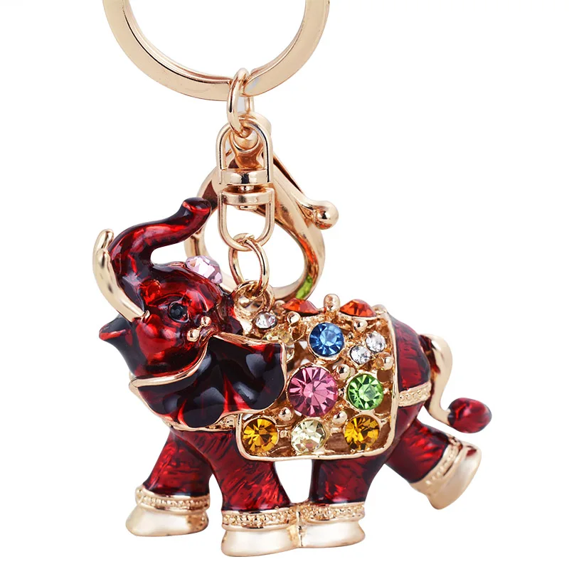 EASYA Thailand Selling Genuine Rhinestone Keychain Car Key Holder Drop Elephant Women Bag Ornaments Pendant Small Gift | Украшения и