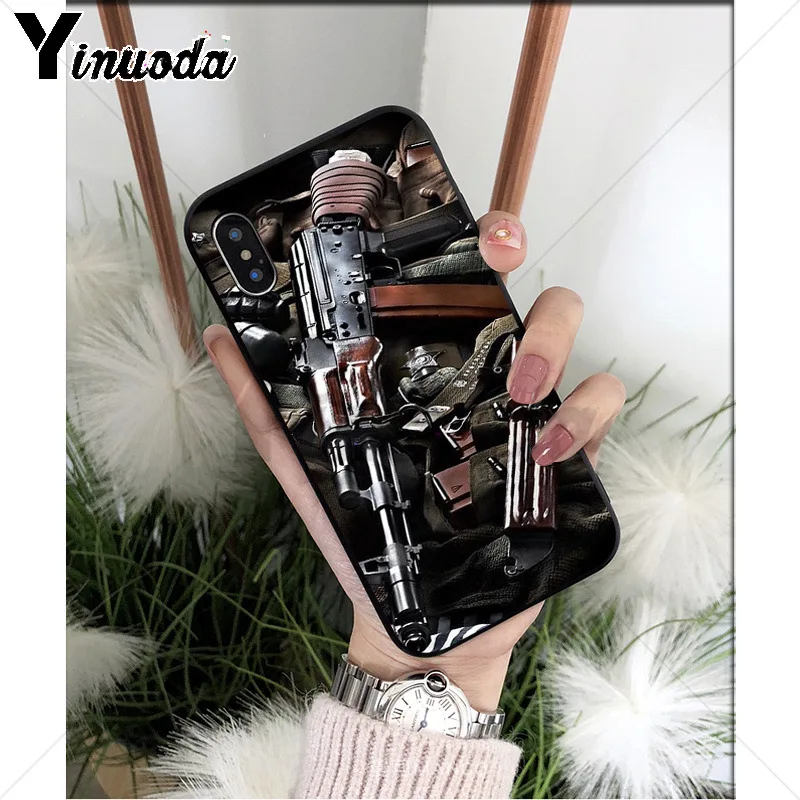 Yinuoda AK47 пистолет ТПУ Мягкий силиконовый чехол для телефона чехол для iPhone X XS MAX 6 6s 7 7plus 8 8Plus 5 5S SE XR