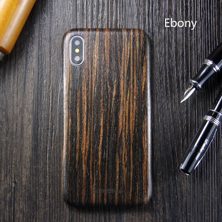 Ebony Чехол для Apple iPhone XS Max, роскошный тонкий жесткий противоударный чехол из натурального дерева, чехол для телефона для iPhone X XR, задняя крышка Funda - Цвет: Ebony