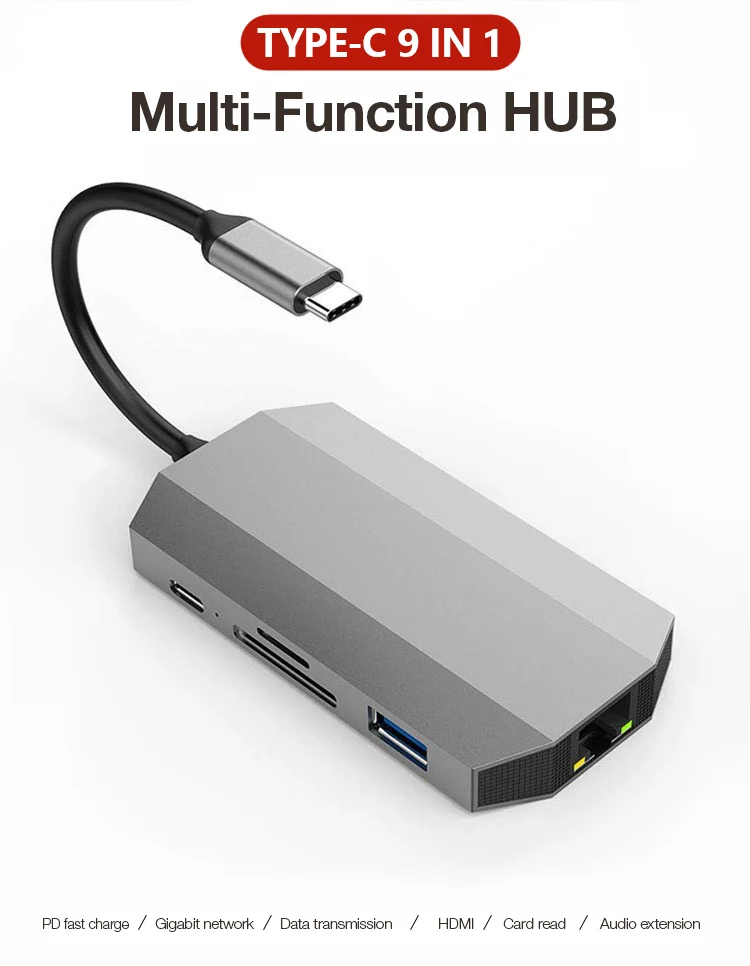 UTHAI J10 тип-c 9в1 концентратор мульти USB3.0 HDMI адаптер док-станция для MacBook Pro Аксессуары тип-c 3,1 сплиттер 3 порта USB C кардридер