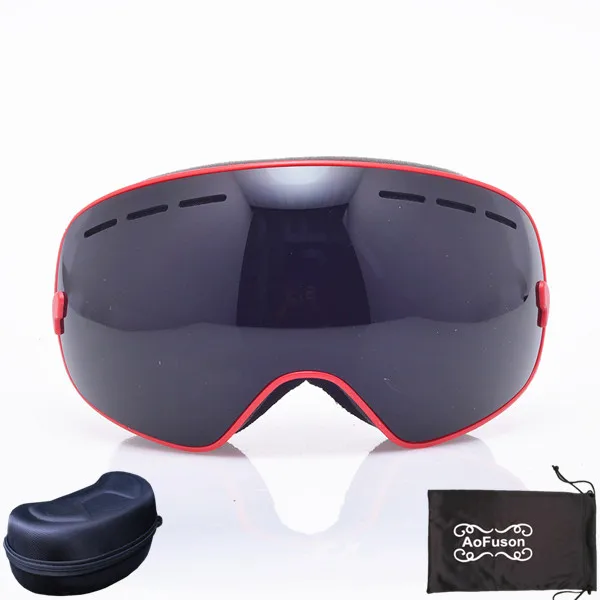 Лыжные очки, новинка, брендовые профессиональные очки с защитой UV400, большие сферические мужские и женские лыжные очки, лыжные очки для сноуборда - Цвет: black 1 and case