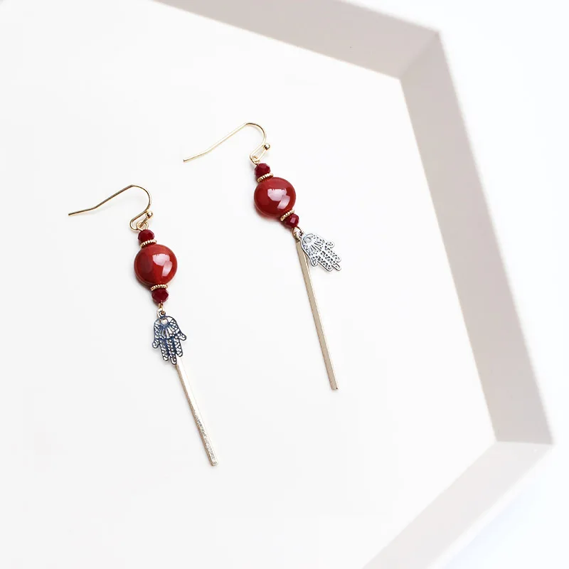 Натуральный камень шаровое женские серьги-подвески jewelry кроваво-красный