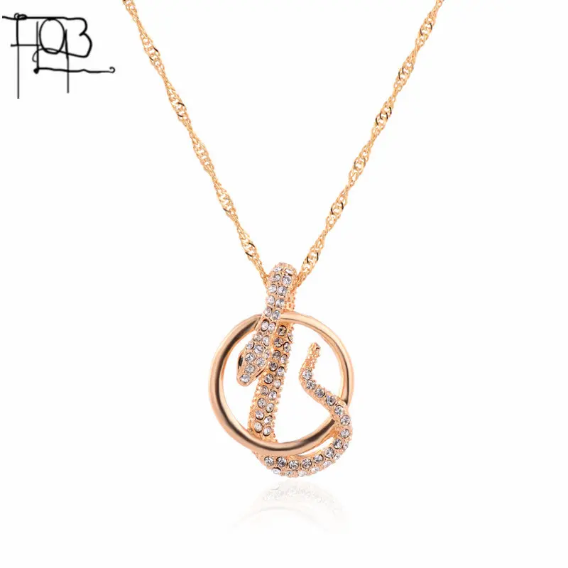 2017 Золотой Цвет австрийский кристалл кулон ожерелье змея модное для женщин