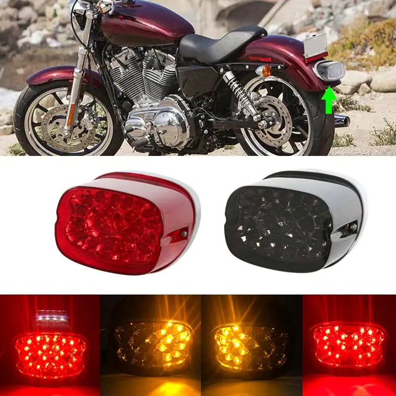 Smoked Clear Red LED Tail Light Turn Signals For Sportster XL FLHR FLHRCI FXD Dyna Road King Glides |