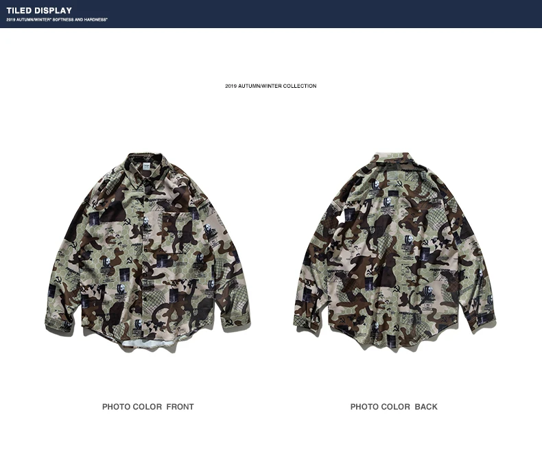 INFLATION, осенняя мужская рубашка, новинка, шикарная, камуфляжная, с карманами, повседневная мужская рубашка, Мужская Уличная мода, хип-хоп, Повседневная рубашка, 92149W