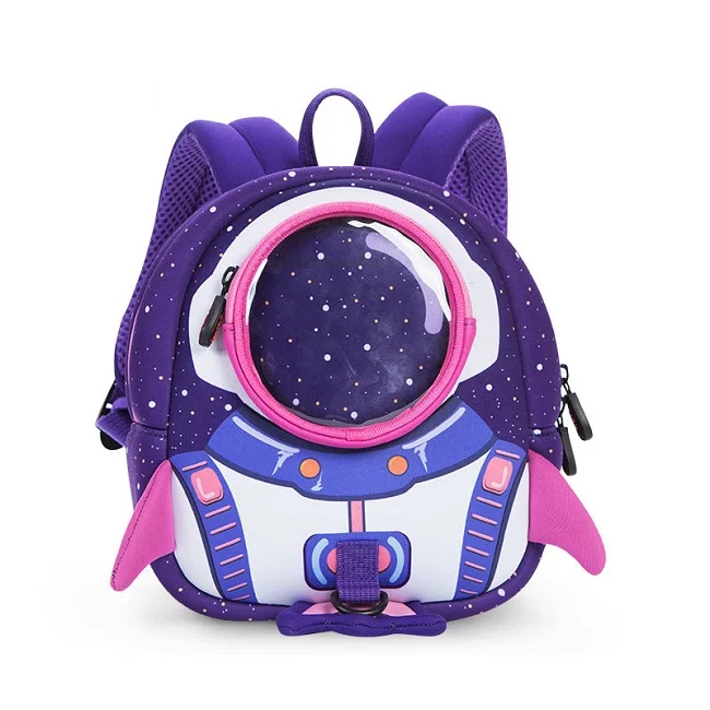 Purple small 3D ракеты анти-потеря школьные сумки для девочек мультфильм Высококачественная игрушка для мальчиков рюкзак детский сад Сумки детские подарки для От 1 до 3 лет - Цвет: Purple small