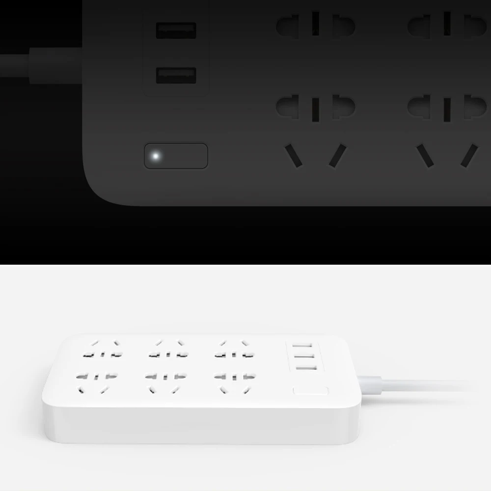 Xiaomi Mijia, сетевой конвертер, 6 розеток, портативный штекер, адаптер для путешествий и дома, с 3 usb-портами для быстрой зарядки, штепсельная розетка, переключатель