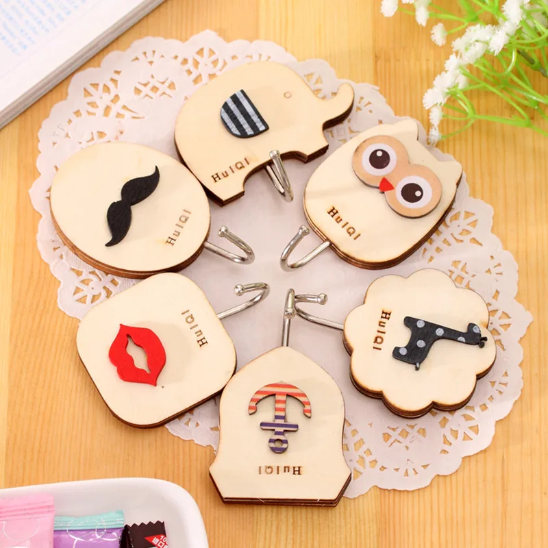 2 шт. модный идиллический милый мультяшный дизайн Деревянный Ретро крючок без