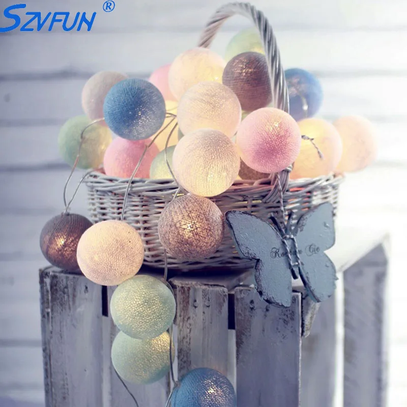 Szvfun хлопковый шар светильник 20 хлопковых шаров струнный шары цепь тайская