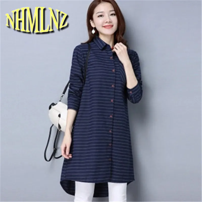 В полоску средней длины Для женщин рубашка Новинка 2017 года для отдыха Весна