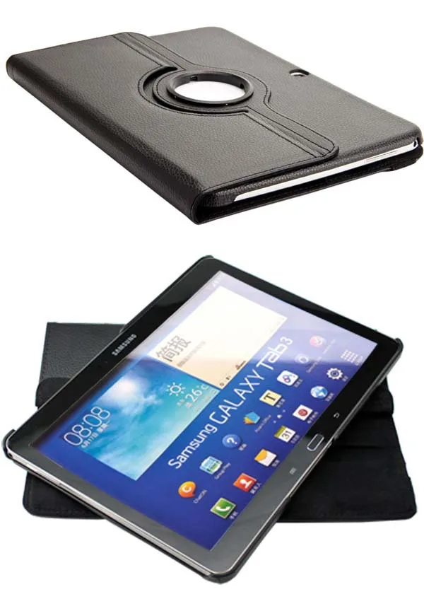 Вращающаяся на 360 градусов подставка из искусственной кожи для Samsung Galaxy Tab3 Tab 3 10 1