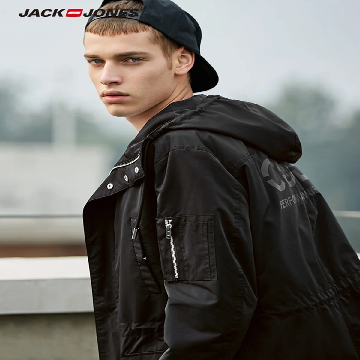 JackJones/осенне зимняя мужская двусторонняя длинная куртка с капюшоном хлопковая