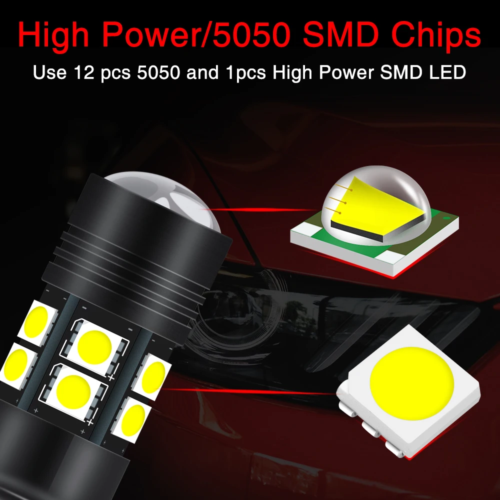 Xukey Car 7440 7443 LED Bulbs W21W W21/5W T20 Reverse DRL Backup Light Blubs Super HID White 12V 6W 5050 SMD|Сигнальная лампа| |