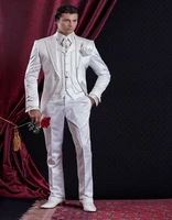 handsome groomsmen embroidery groom tuxedos mens wedding dress man jacket blazer prom dinner jacketpantstievest a03