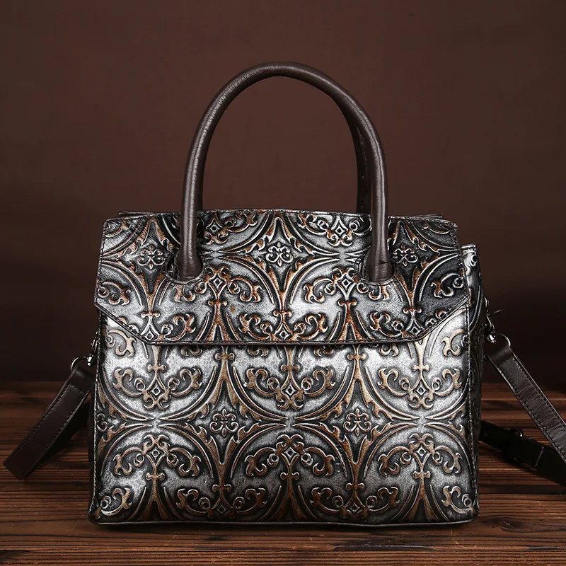 Сумка мессенджер женская из натуральной воловьей кожи с тиснением|ladies tote bags|brand