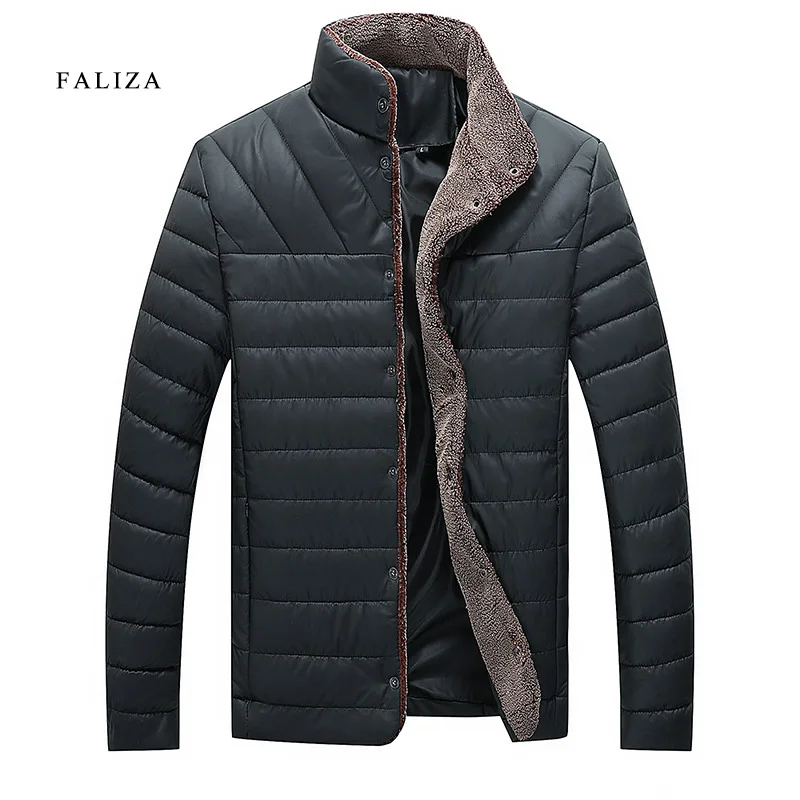 FALIZA Мужская парка пальто Зимние флисовые куртки теплая верхняя одежда с